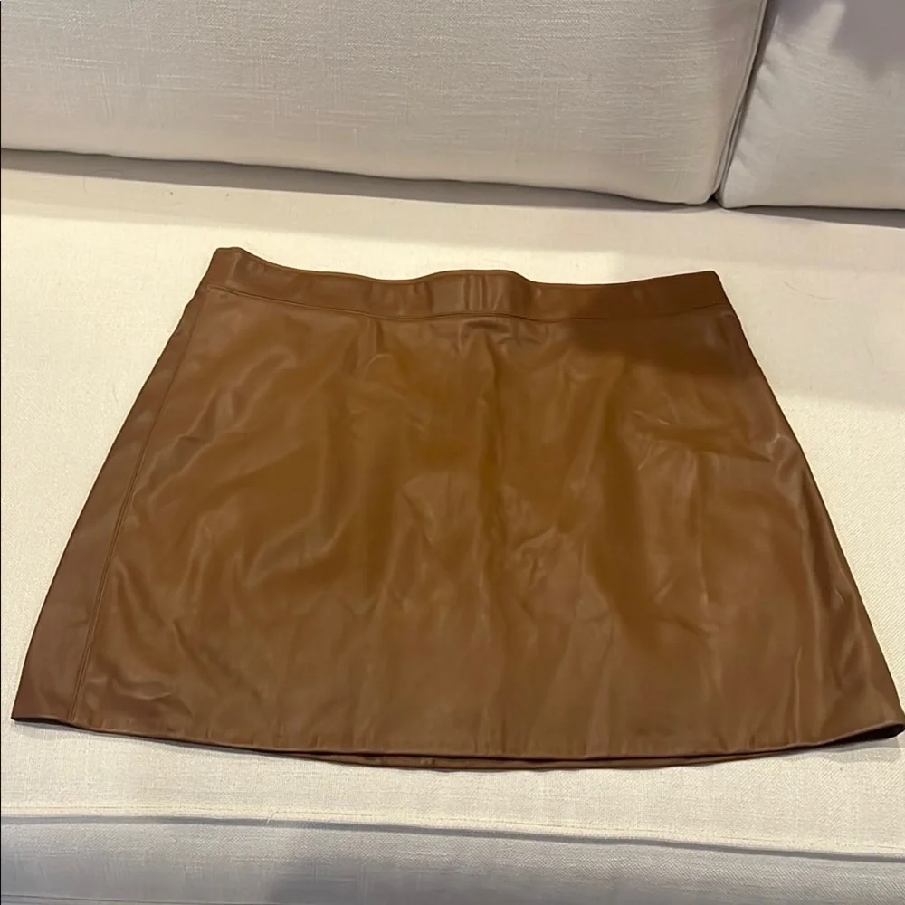 Sanctuary Brown Mini A-Line Faux Leather Skirt size 8